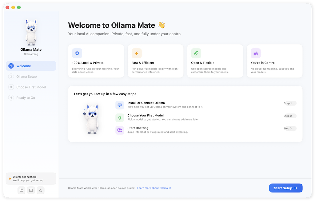 OllamaMate on-boarding wizard